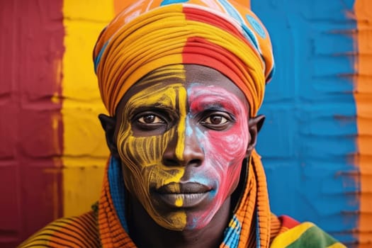 Black history month. colorful portrait of african man on vivid background, AI Generated