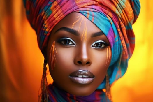 Black history month. colorful portrait of african woman on vivid background, AI Generated