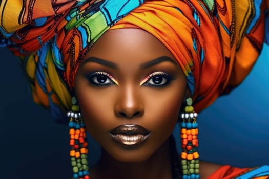 Black history month. colorful portrait of african woman on vivid background, AI Generated