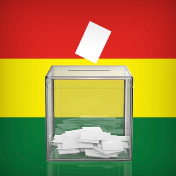 Ballot box with the flag of Bolivia, concept image for election in Bolivia