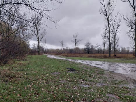 Blurred dirt roads in a the village after rain