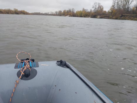 Boat trip on a the autumn river