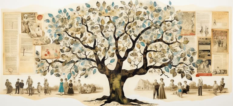 Family tree illustration, template for a mug. High quality illustration