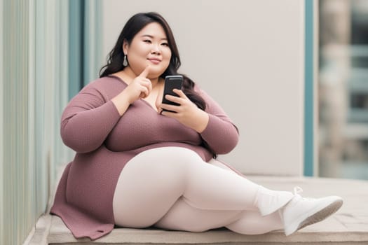 Confident Overweight Woman Exercising: A Concept for Positive Body Image, Health Improvement, and Empowering Females. Generative AI