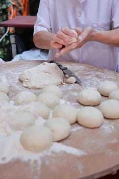 fresh raw dough for bread or pizza