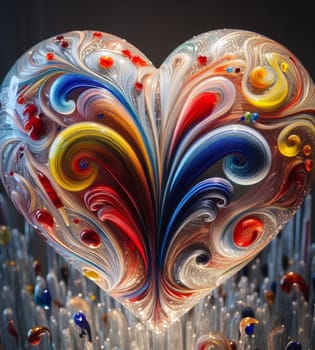 a heart made of blown glass art illustration generative ai art