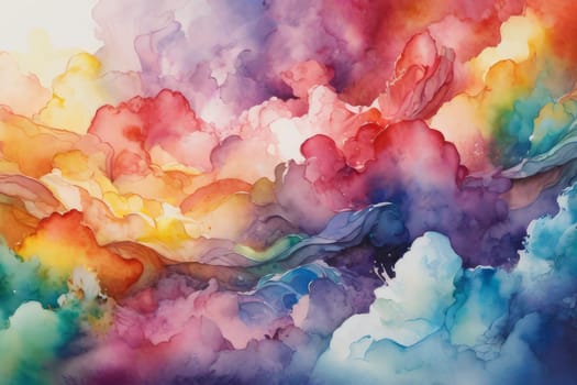 Abstract watercolor background in rainbow colors.