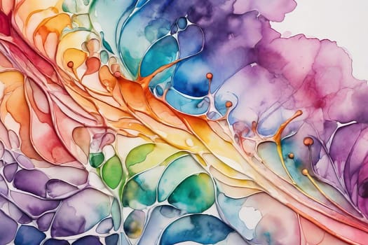 Abstract watercolor background in rainbow colors.