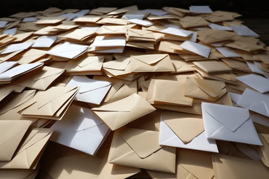 A large pile of unmarked envelopes.