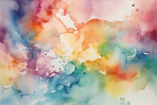 Abstract watercolor background in rainbow colors.