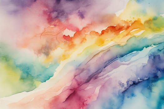 Abstract watercolor background in rainbow colors.