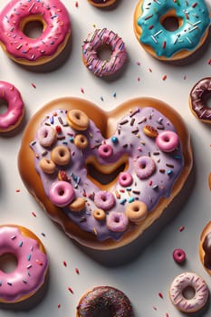 Donut in the shape of a heart. Valentine's Day Gift Concept