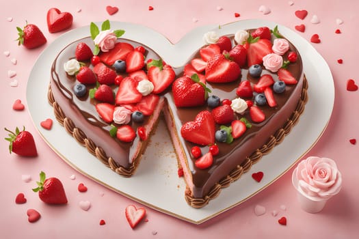 Heart-shaped mousse cake for Valentine's Day