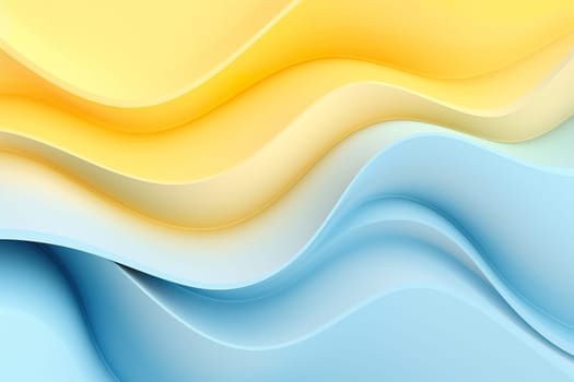 Abstract wave design in gradient shades of blue and yellow, reminiscent of a sunny beach vacation atmosphere. Abstract holiday, travel background. Generative AI