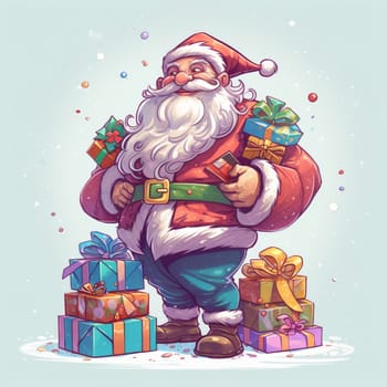 greeting smile gift red winter illustration christmas present claus bag character santa season new cartoon holiday celebrate hat merry reindeer. Generative AI.