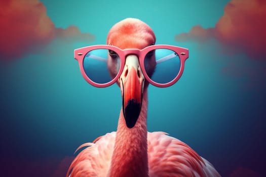 party animal paradise summer hipster bird beach feather flamingo sunglasses wild swim exotic nature resort trendy alcohol tropical pink weekend. Generative AI.