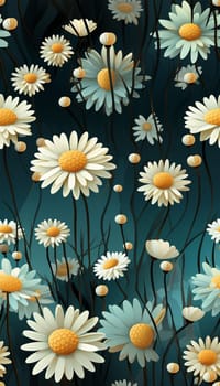 Daisy background. Trendy Hand drawn Wild Meadow florals , Flower bouquet illustration Seamless Pattern Design, Design for fashion , fabric, textile, wallpaper, cover, web , wrapping and all prints Cute