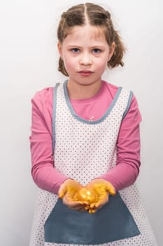 Easter egg coloring. Painting Easter eggs with gold luster.