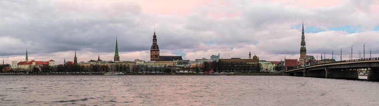 panorama of Old Riga across the Daugava river