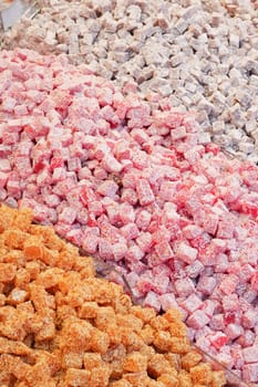 Turkish traditional sweet Turkish delight sold in the market. High quality photo