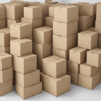 a stack of cardboard boxes for packing goods is highlighted on a white background