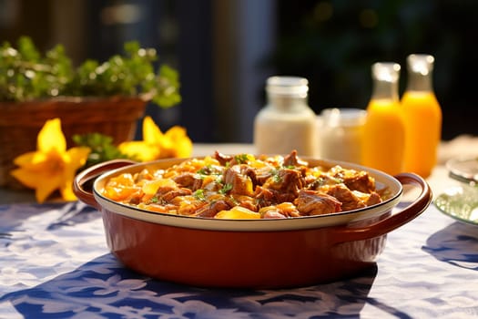 Cassoeula, traditional Lombardy dish with a stew made with pork meat and cabbage, often served with polenta. Italian seasonal comfort dish.