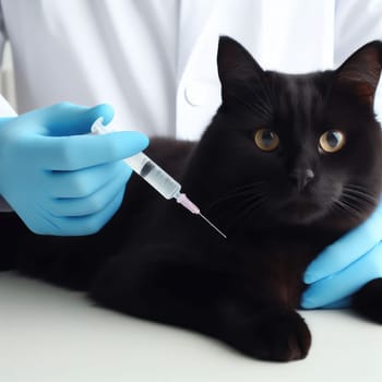 Vet examining dog and cat. Puppy and kitten at veterinarian doctor. Animal clinic. Pet check up and vaccination. Health care.