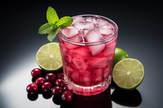 Cranberry Mule with vodka, ginger beer, cranberry juice, lime. Christmas cocktail idea.