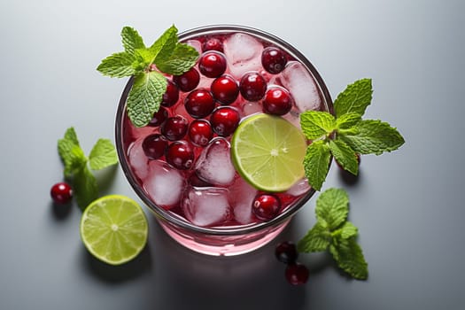 Cranberry Mule with vodka, ginger beer, cranberry juice, lime. Christmas cocktail idea.