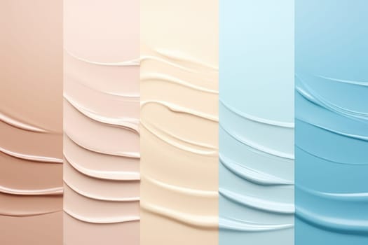 pattern cosmetic smears cream texture on pastel background, collage. AI Generated