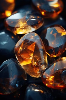 Vertical background of amber colored stones.