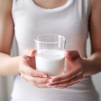 unrecognizable woman holding glass with collagen drink. AI Generated