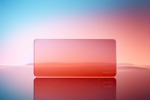 Transparent glass rectangle on a gradient colored background. Matte glass texture.