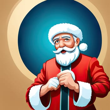 Merry Christmas and happy new year greeting card with cute Santa Claus, Holiday cartoon character in winter season