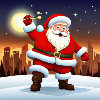 Merry Christmas and happy new year cartoon illustration of santa claus