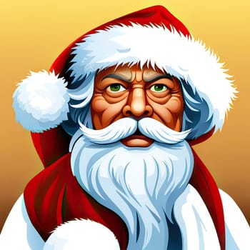 Colorful bright Christmas greeting card. Santa Claus. Merry Christmas and Happy New Year. Seasonal Christmas poster