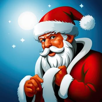 Merry Christmas and happy new year greeting card with cute Santa Claus, Holiday cartoon character in winter season