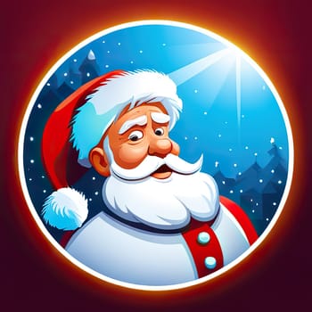 Colorful bright Christmas greeting card. Santa Claus. Merry Christmas and Happy New Year. Seasonal Christmas poster