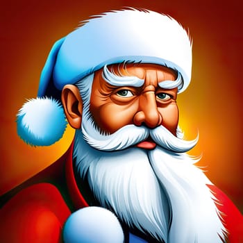 Colorful bright Christmas greeting card. Santa Claus. Merry Christmas and Happy New Year. Seasonal Christmas poster