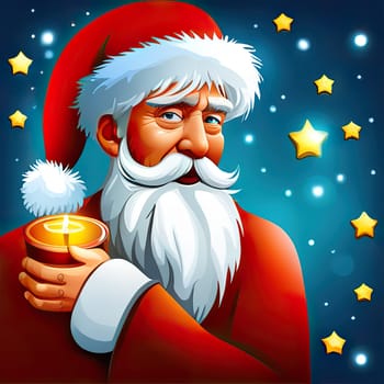 Merry Christmas and happy new year cartoon illustration of santa claus