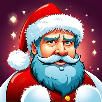 Merry Christmas and happy new year greeting card with cute Santa Claus, Holiday cartoon character in winter season