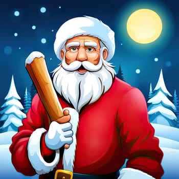 Merry Christmas and happy new year greeting card with cute Santa Claus, Holiday cartoon character in winter season