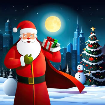 Merry Christmas and happy new year cartoon illustration of santa claus