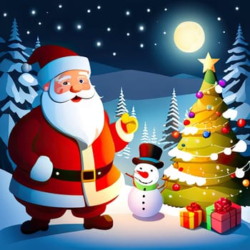 Merry Christmas and happy new year cartoon Illustration of Santa Claus Christmas banner