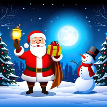 Merry Christmas and happy new year cartoon Illustration of Santa Claus Christmas banner