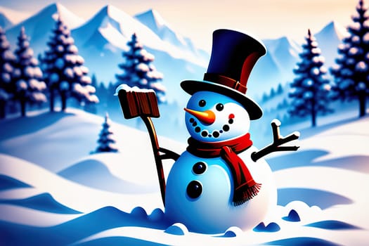 Christmas New Year festive beautiful winter snowman, background