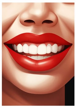 woman illustration african poster icon toothpaste banner lip cartoon lipstick colours with make-up american pop smile element face fashion teeth red modern teeth mouth. Generative AI.