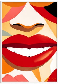 with woman teeth toothpaste fashion lipstick teeth red beauty illustration love smile design lip young poster make-up pop colours art girl icon style. Generative AI.