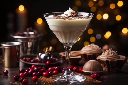 Velvet Eggnog Delight Cinnamon Dessert Martini Infused with Nutmeg for Holiday Toast