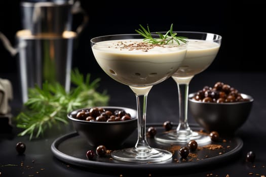 Velvet Eggnog Delight Cinnamon Dessert Martini Infused with Nutmeg for Holiday Toast